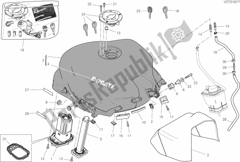 All parts for the Fuel Tank of the Ducati Supersport S Thailand 950 2020